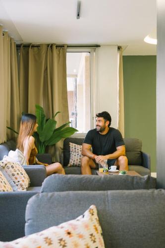 Χώρος καθιστικού στο U-nit Hostel Central Park