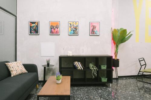 Χώρος καθιστικού στο U-nit Hostel Central Park