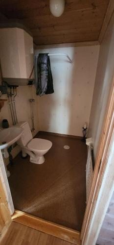 a small bathroom with a toilet and a sink at Smedjan in Mellanström