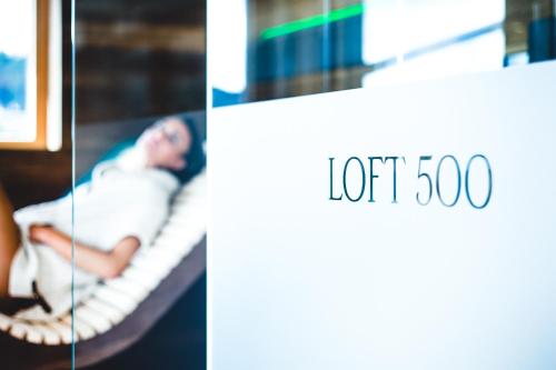 two pictures of a woman sleeping on a bed at Hotel Klosterbräu in Seefeld in Tirol