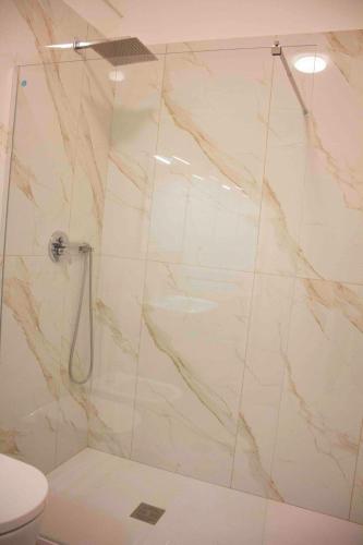 a bathroom with a shower and a toilet at Angela's dreams in Conversano