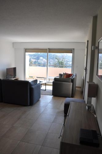 Posezení v ubytování La turbie magnifique appartement vue mer
