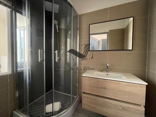 フラにあるARISTIDE 3 - Agréable appartement idéalement situéのシャワーと洗面台付きのバスルーム
