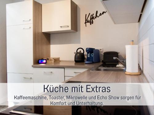 Kuchyň nebo kuchyňský kout v ubytování Ilmpartment Deluxe Suite - Vollausstattung - Boxspringbett - Wi-Fi - Netflix