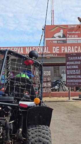 a close up of the back end of a motorcycle at Hotel Riviera Inka Paracas in Paracas