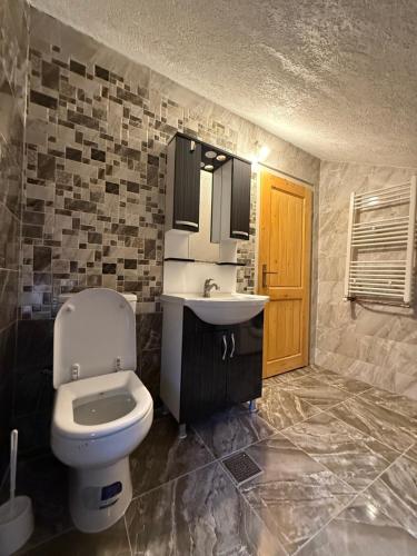 a bathroom with a toilet and a sink at Villa Peak in Peje