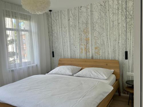 Postel nebo postele na pokoji v ubytování Apartmán U Zlaté břízy Krušné hory - Erzgebirge