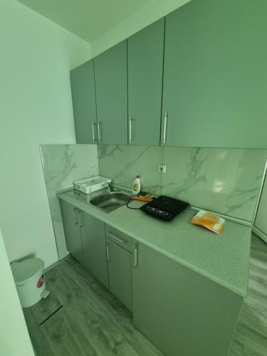 a kitchen with a sink and a counter top at Bovan GREEN LAKE apartments in Soko Banja