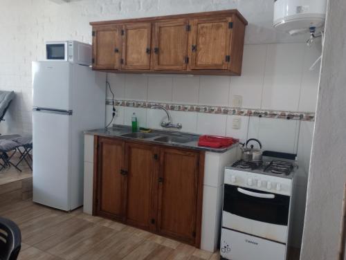 a kitchen with a stove and a sink and a refrigerator at Vicenzo in Melo