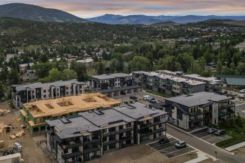 an aerial view of a building under construction at 4-Season Modern Mountain Penthouse with Private Hot Tub & Scenic Views in Silverthorne