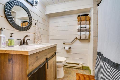 a bathroom with a sink and a toilet at On 30 Acres with Trails and Garden Stockholm Retreat! in Stockholm