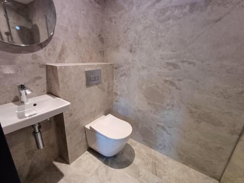 a bathroom with a toilet and a sink at Luise LuXe Suites in Tallinn