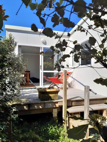 a view of a house from the garden at Peace and quiet in the Brooklyn hills in Wellington