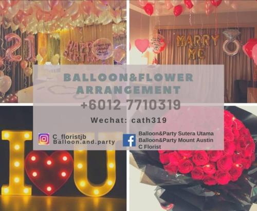 a collage of photos of a valentine anniversary event at Almas Couple Relax Modern Comfort Netflix BySTAY in Nusajaya