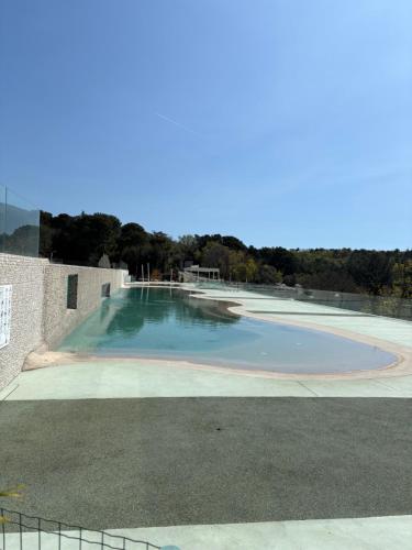 a large pool of water in the middle of a building at Mobile home LUNA Selce in Selce