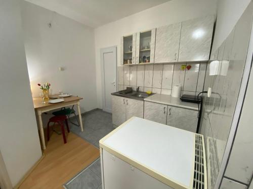 Kuchyň nebo kuchyňský kout v ubytování Apartmani Šabac