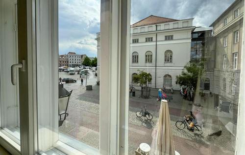 an open window with a view of a city street at 1 Bedroom Stunning Apartment In Wismar in Wismar