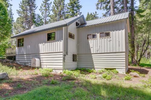 a white shed with a metal roof at Less Than 2 Blocks to Lake Tahoe Family Home Near Skiing in Homewood