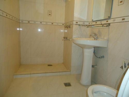 a bathroom with a shower and a sink and a toilet at Executive Residence in Chittagong