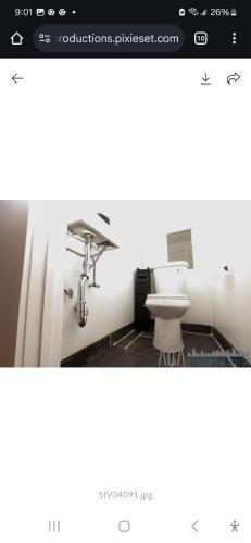 a bathroom with a sink and a toilet in a room at Calm and collective in Brooklyn