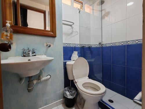 a bathroom with a toilet and a sink at aparta-estudio INTELIGENTE norte de Tunja cristales in Tunja