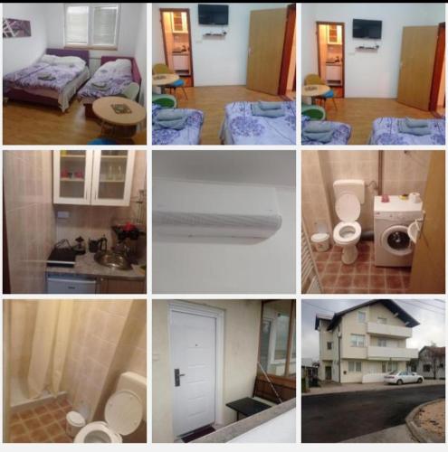 a collage of photos of a bathroom and a house at PAR in Donje Mladice