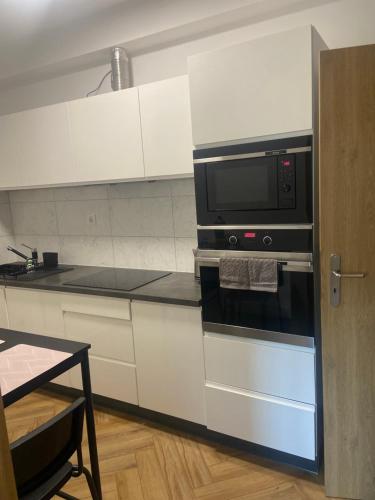 Kuchyň nebo kuchyňský kout v ubytování Apartament dwa pokoje