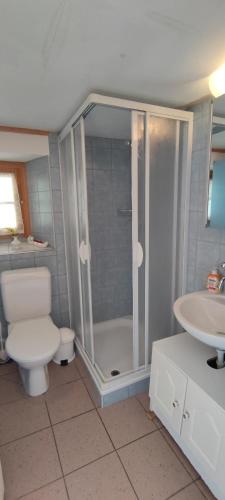 Un baño de kleines Doppelzimmer mit Dusche WC