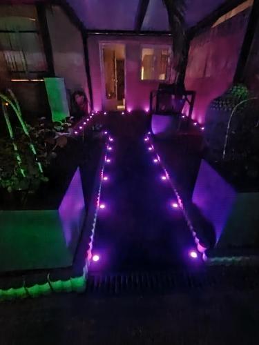 a room with purple and green lights on the ground at Ni 100%Gite,Ni100% loc chez Kheira&Pascal in Vitrolles