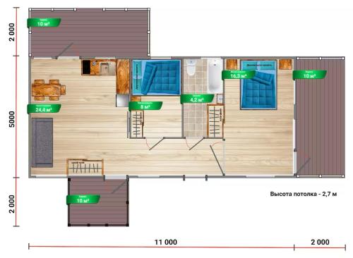 Půdorys ubytování Modular House Green Zyland Y