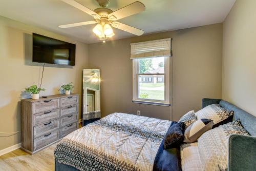 a bedroom with a bed and a ceiling fan at 2 Mi to Shops and Eats Family Home in Donalsonville in Donalsonville