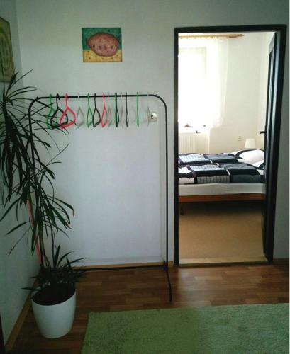 a room with a door leading to a bedroom at Apartmán Žďár in Žďár nad Sázavou