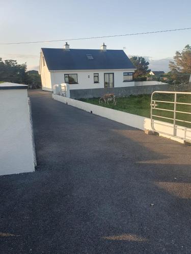 a white house with a fence in front of it at Tigh Oisin in Lettermullan