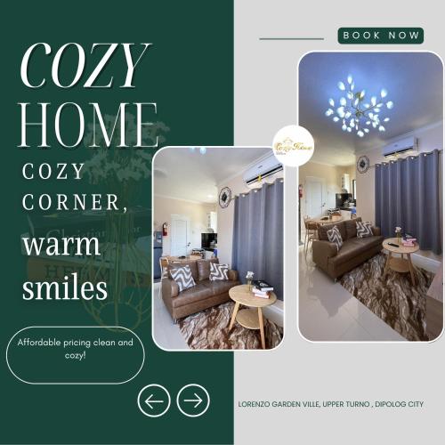 un collage d'un salon avec un canapé et une pièce dans l'établissement Cozy Home, à Dipolog