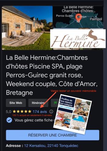 Capture d'écran d'une page d'accueil d'un site immobilier dans l'établissement La Belle Hermine, à Tonquédec
