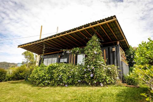 a small house with a bush in front of it at Docas da Lapa in Santana do Riacho