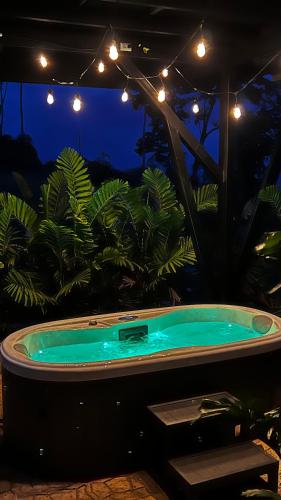 a jacuzzi tub in a room with plants at Villa ViVe in Florencia