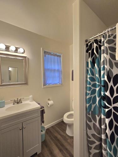 a bathroom with a sink and a toilet at Pacific City Inn in Pacific City
