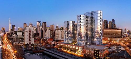 a view of a large city with tall buildings at Lumina Suites in Melbourne