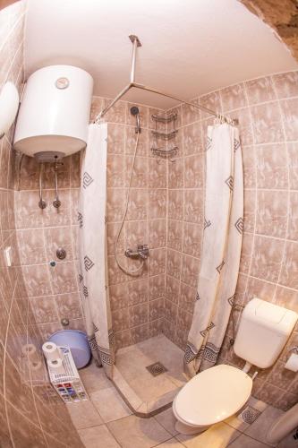 a bathroom with a toilet and a shower at Azur Apartment in Budva