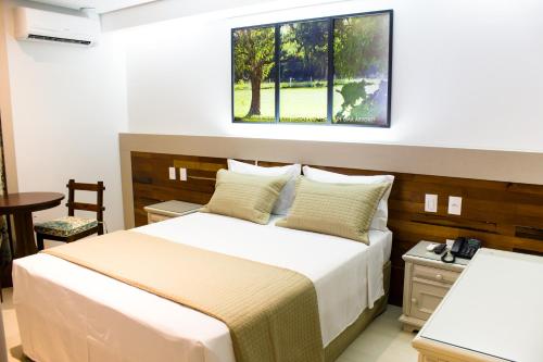 a bedroom with a large bed and a window at Hotel Pousada do Bosque in Ponta Porã