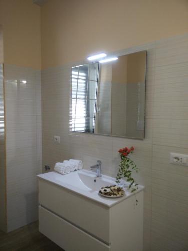 a bathroom with a sink and a mirror at Le Camelie in Ginosa Marina