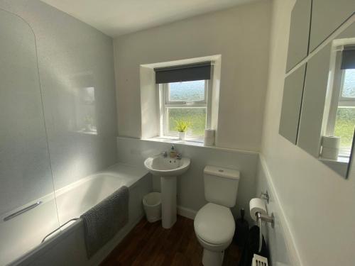 a bathroom with a tub and a toilet and a sink at Alltachbeg in Tomintoul