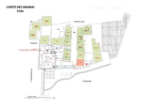 a site plan of the centennial centre at Corte Dei Granai Meeting & SPA - Raro Rooms Collection in Maglie