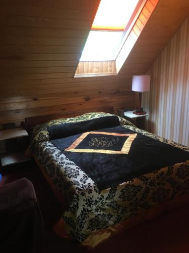 a bedroom with a large bed with a window at Willa Sara in Okuninka