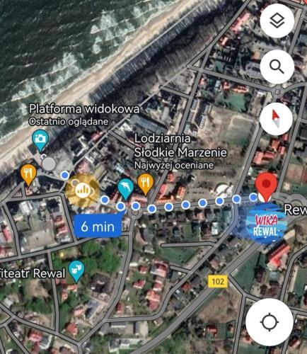 a map of a city with buildings and roads at Dom Gościnny Wika in Rewal