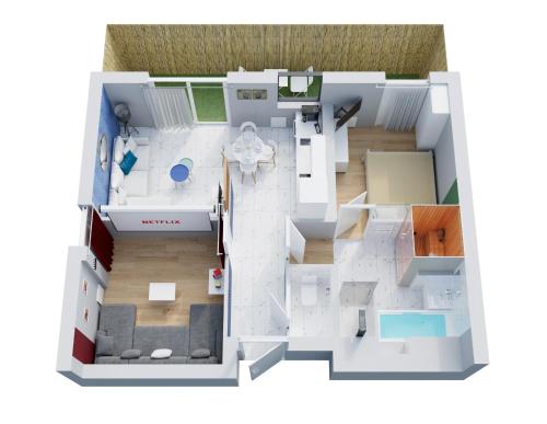 un plan de plancher dans l'établissement Le Rex - Bel appt avec sauna, à Nantes