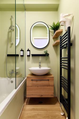 a bathroom with a sink and a mirror at Apartments Terme Sveti Martin in Sveti Martin na Muri