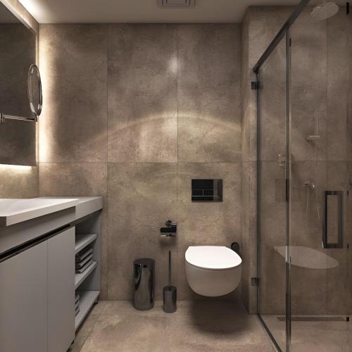 a bathroom with a toilet and a glass shower at Park Inn by Radisson Yalova City Center in Yalova