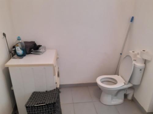 une petite salle de bain avec toilettes et lavabo dans l'établissement Les vergers, à Fouras